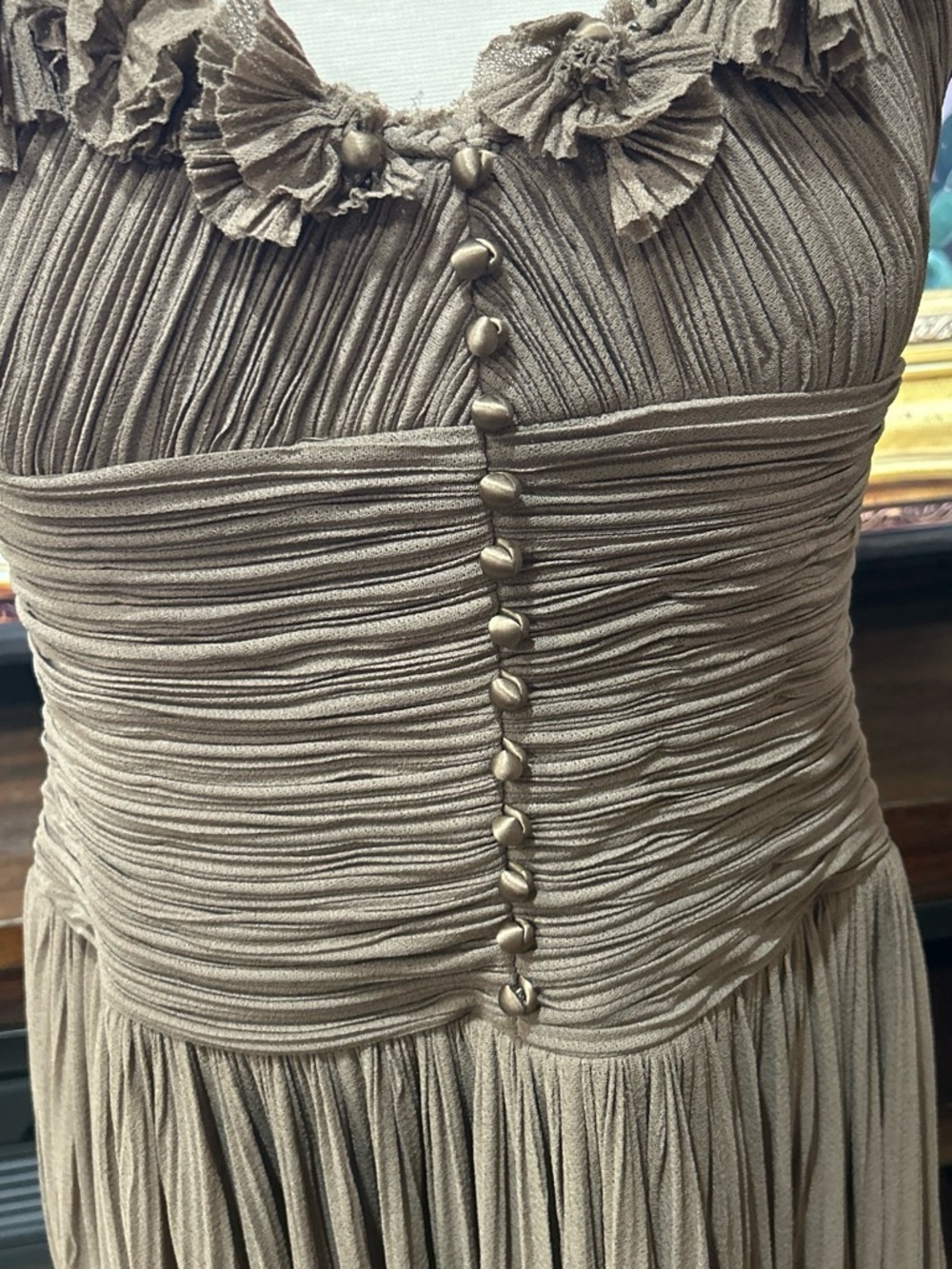 BCBGMaxAzria Brown Pleated Halter Cocktail Dress - Picture 8 of 8